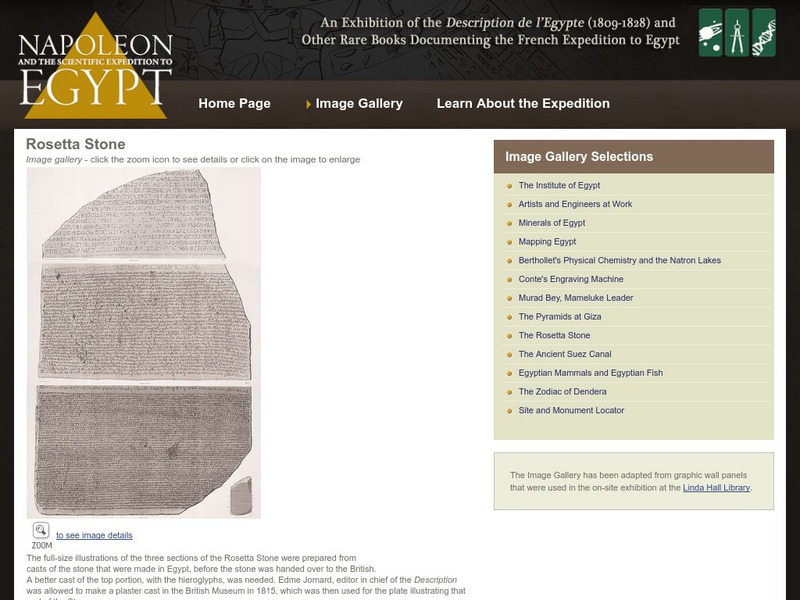 Linda Hall Library of Science: Napoleon: Scientific Expedition to Egypt: Rosetta Website