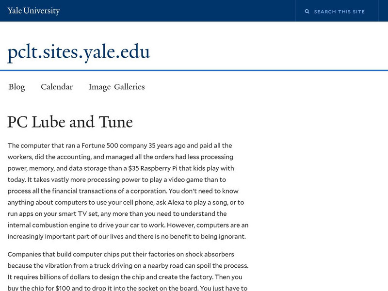Yale University: Pc Lube and Tune Handout Yale University: Pc Lube and Tune Handout
