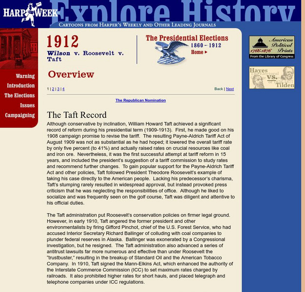 Presidential Electons: 1912 Wilson v. Roosevelt v. Taft: Overview Website Presidential Electons: 1912 Wilson v. Roosevelt v. Taft: Overview Website