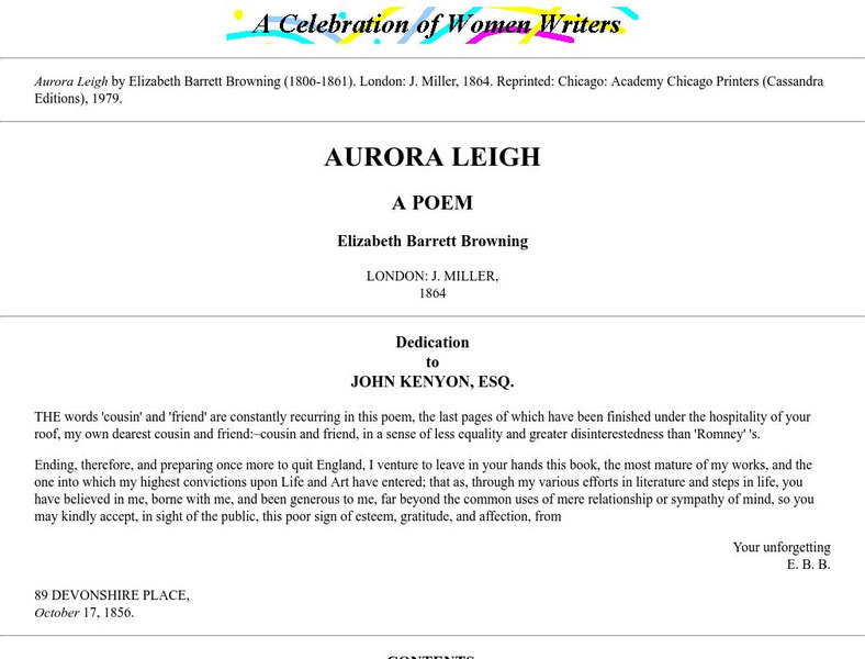 Aurora Leigh: A Poem by Elizabeth B. Browning eBook Aurora Leigh: A Poem by Elizabeth B. Browning eBook