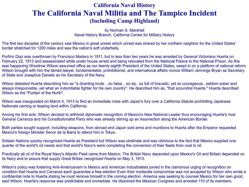 California Military Museum: California Naval Militia and the Tampico Incident Activity California Military Museum: California Naval Militia and the Tampico Incident Activity
