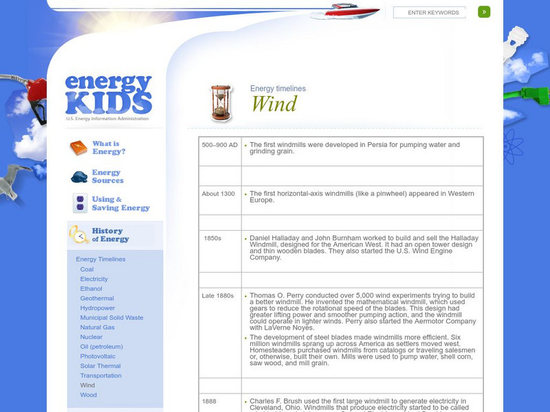 U.s. Eia Energy Kids: Energy Timelines: Wind Handout U.s. Eia Energy Kids: Energy Timelines: Wind Handout