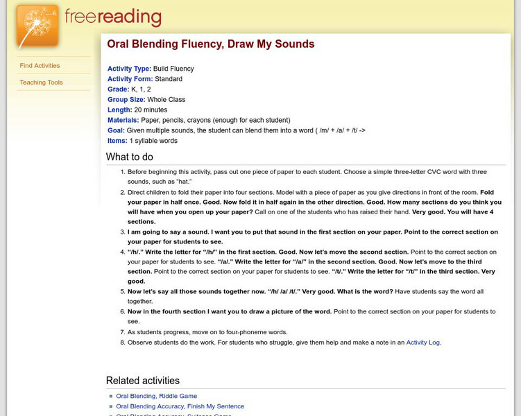 Free Reading: Draw My Sounds: Oral Blending Fluency Activity Activity Free Reading: Draw My Sounds: Oral Blending Fluency Activity Activity