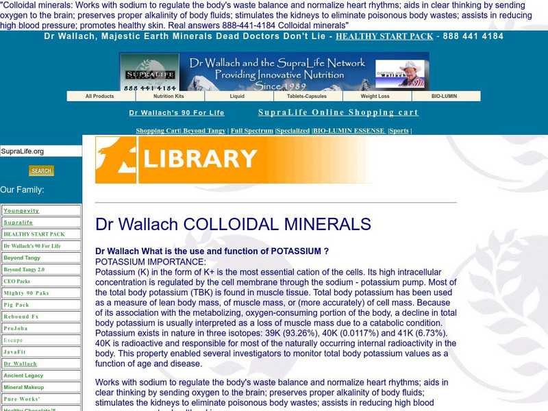 Supralife International: Colloidal Minerals: Potassium Activity Supralife International: Colloidal Minerals: Potassium Activity
