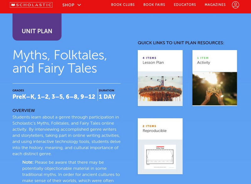 Scholastic: Myths, Folktales and Fairy Tales Lesson Plan Scholastic: Myths, Folktales and Fairy Tales Lesson Plan