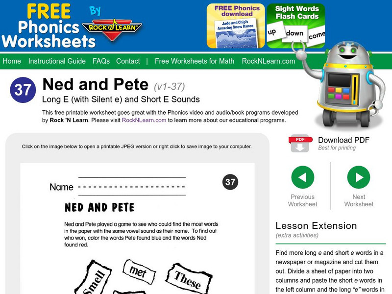 Rock 'N Learn: Ned and Pete: Long E (With Silent E) and Short E Sounds Unknown Type Rock 'N Learn: Ned and Pete: Long E (With Silent E) and Short E Sounds Unknown Type