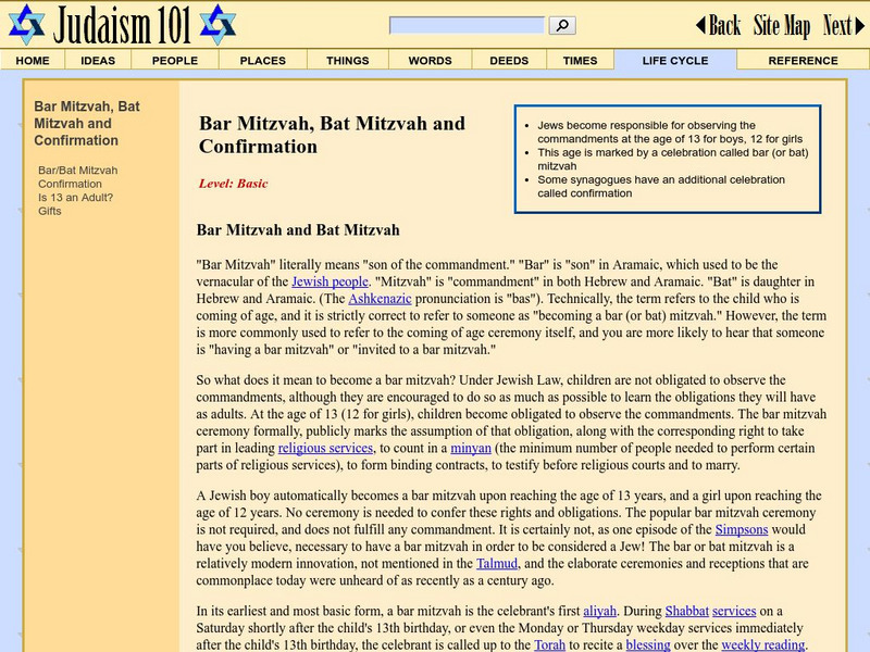 Judaism 101: Bar Mitzvah, Bat Mitzvah and Confirmation Article Judaism 101: Bar Mitzvah, Bat Mitzvah and Confirmation Article