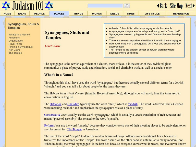 Judaism 101: Synagogues, Shuls and Temples Article Judaism 101: Synagogues, Shuls and Temples Article