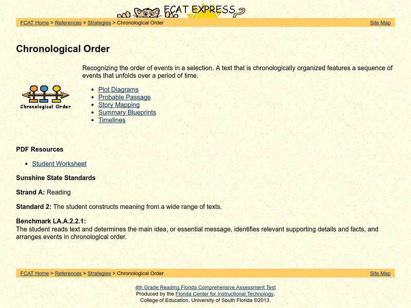 Fcat Express: Chronological Order Study Guide Fcat Express: Chronological Order Study Guide