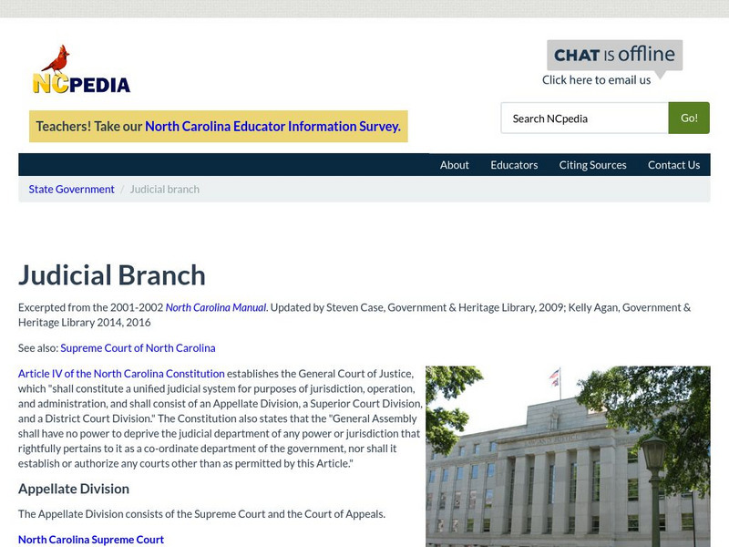 N Cpedia: State Government: Judicial Branch Handout