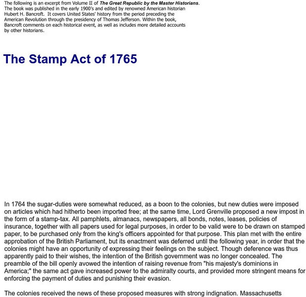 Public Bookshelf: The Stamp Act of 1765 Activity Public Bookshelf: The Stamp Act of 1765 Activity