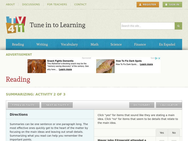 Tv411: Summarizing Activity 2 Activity Tv411: Summarizing Activity 2 Activity