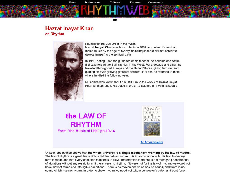 Hazrat Inayat Khan: The Law of Rhythm Handout Hazrat Inayat Khan: The Law of Rhythm Handout