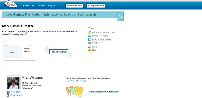 Quia: Story Elements Practice Activity Quia: Story Elements Practice Activity