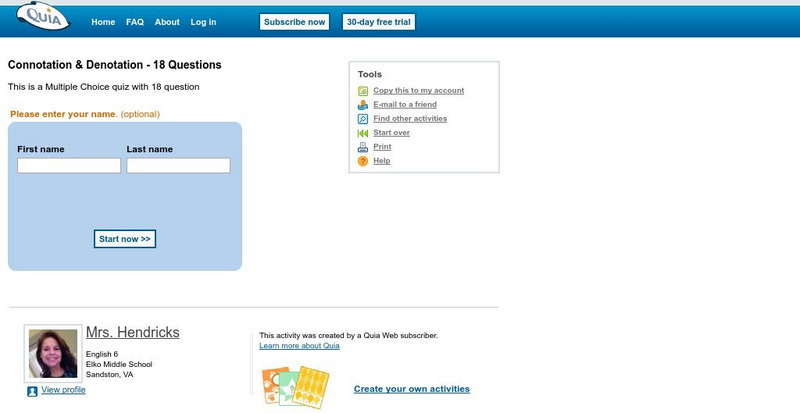 Quia: Connotation and Denotation Unknown Type Quia: Connotation and Denotation Unknown Type