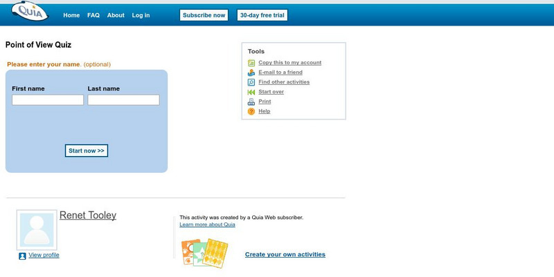 Quia: Point of View Quiz Unknown Type Quia: Point of View Quiz Unknown Type