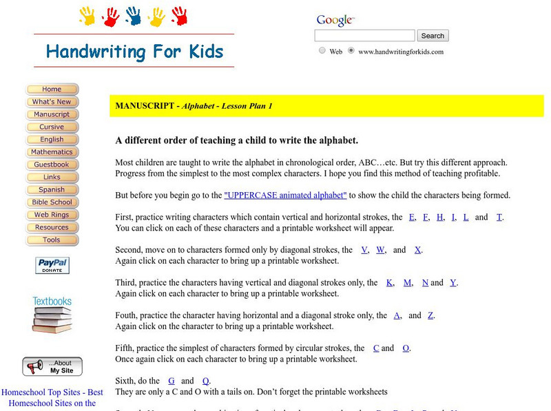 Handwriting for Kids Lesson Plan Handwriting for Kids Lesson Plan