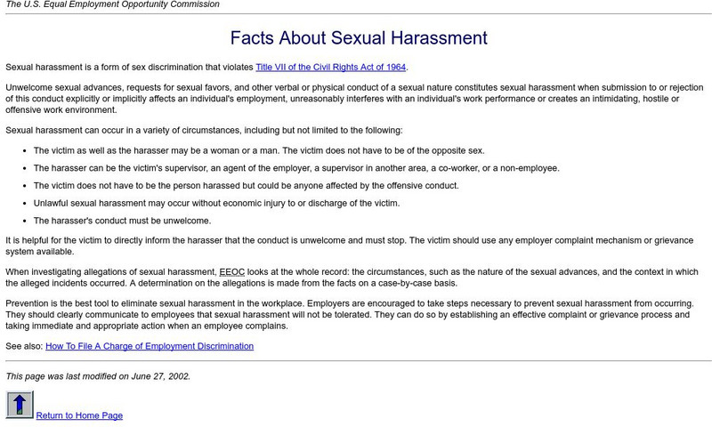 "Facts About Sexual Harassment" Handout "Facts About Sexual Harassment" Handout