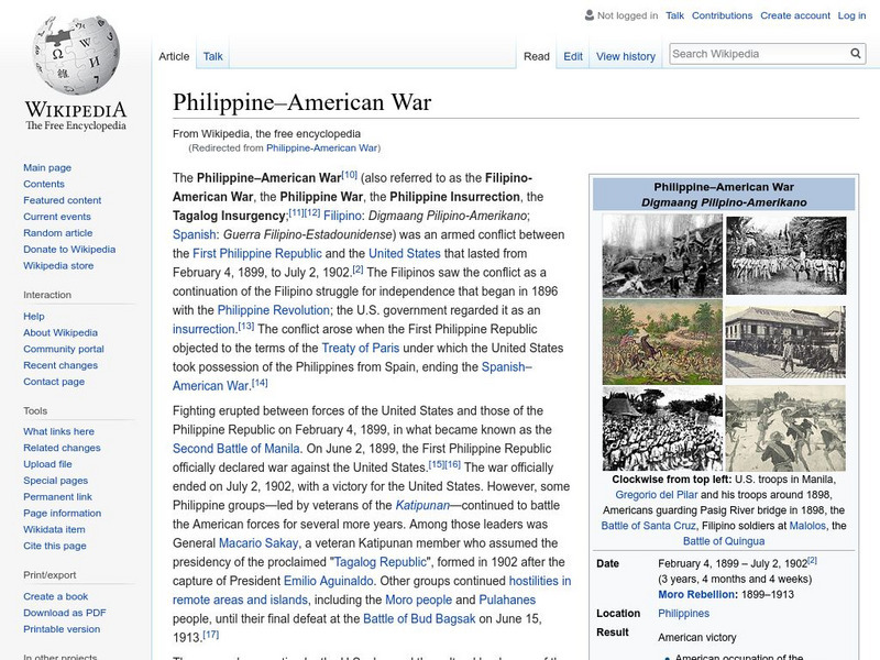 Wikipedia: Philippine American War Handout Wikipedia: Philippine American War Handout