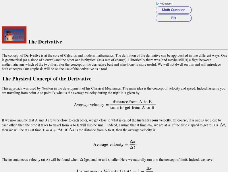 S.o.s. Math: The Derivative Activity S.o.s. Math: The Derivative Activity