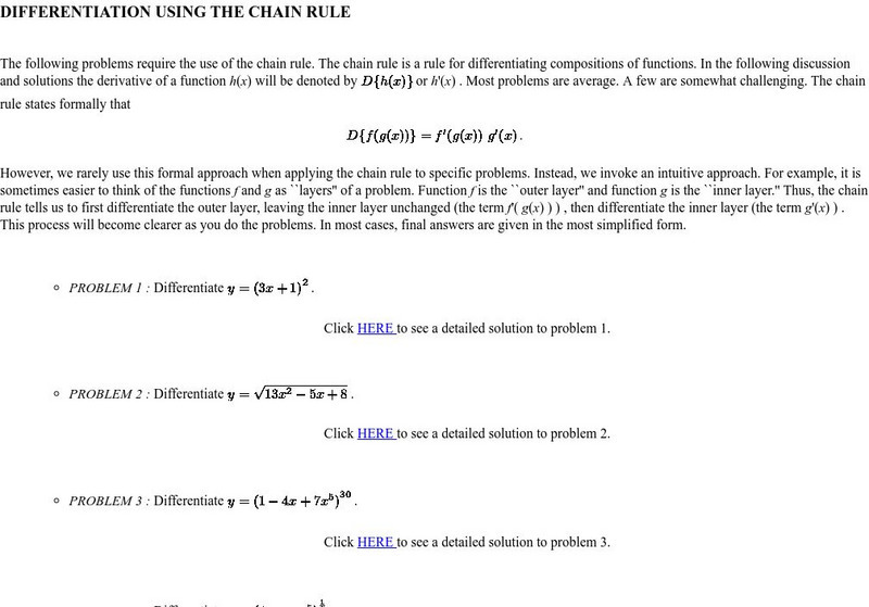 Uc Davis: The Chain Rule Unit Plan Uc Davis: The Chain Rule Unit Plan