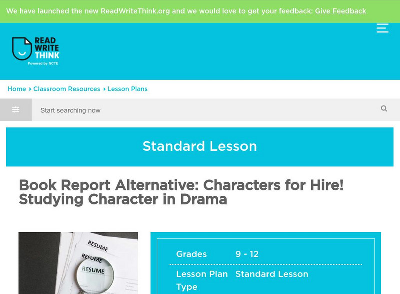 Read Write Think: Studying Character in Drama Lesson Plan Read Write Think: Studying Character in Drama Lesson Plan
