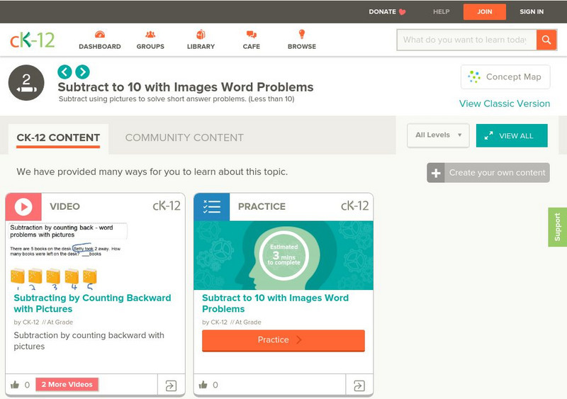 Ck 12: Elem Math: Subtracting by Crossing Out With Pictures Word Problems Unit Plan