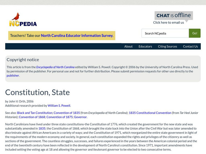 N Cpedia: Constitution, State Handout N Cpedia: Constitution, State Handout