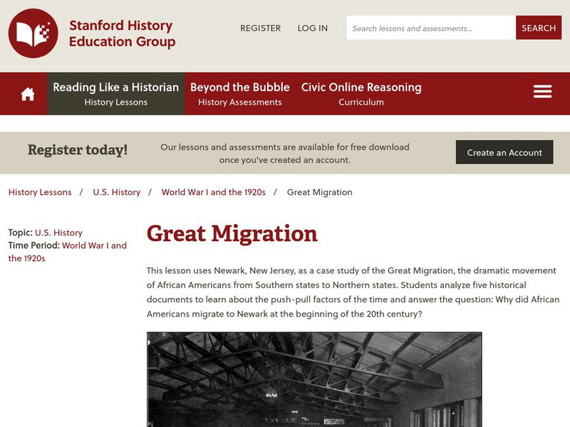 Stanford History Education Group: Great Migration Lesson Plan