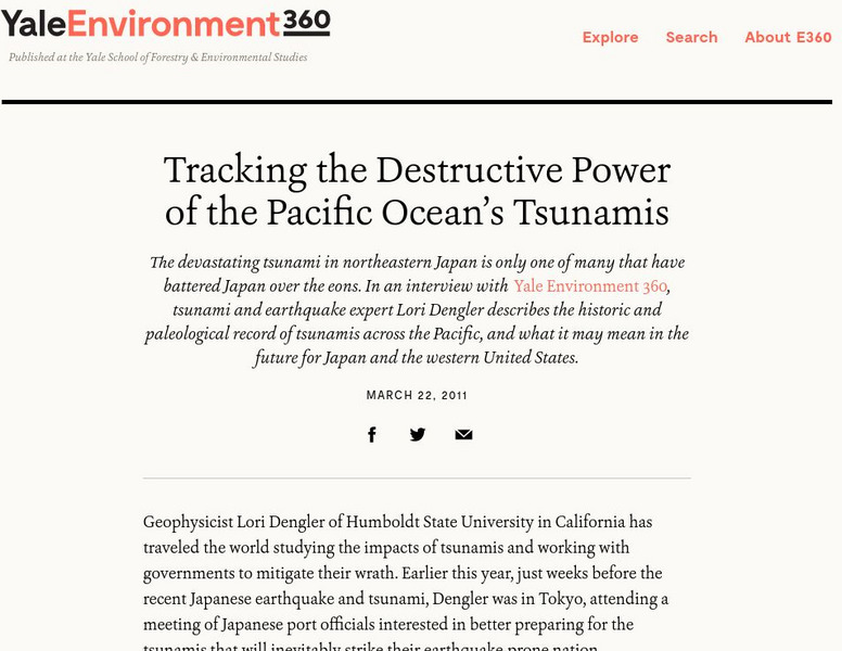 Yale University: Tracking the Destructive Power of the Pacific Ocean's Tsunami Website Yale University: Tracking the Destructive Power of the Pacific Ocean's Tsunami Website