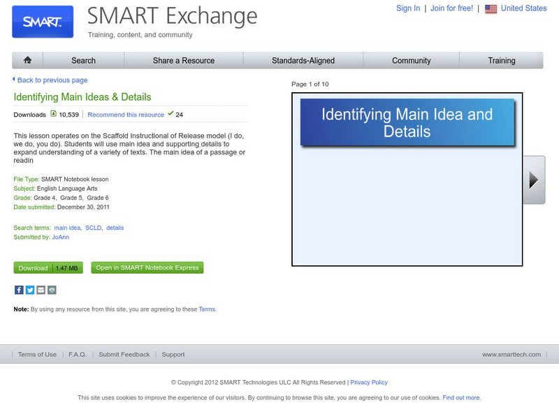 Smart: Identifying Main Ideas & Details Whiteboard Smart: Identifying Main Ideas & Details Whiteboard