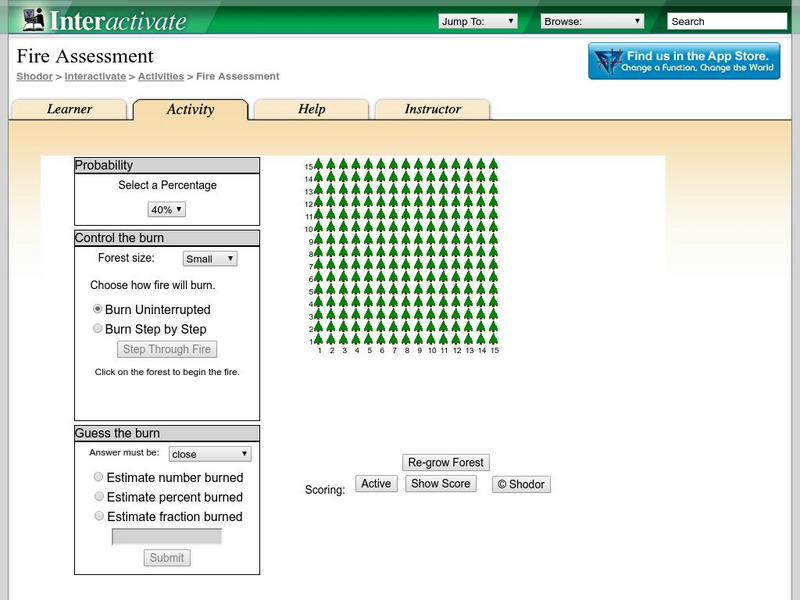Shodor Interactivate: Fire: Estimating Percent Activity Shodor Interactivate: Fire: Estimating Percent Activity