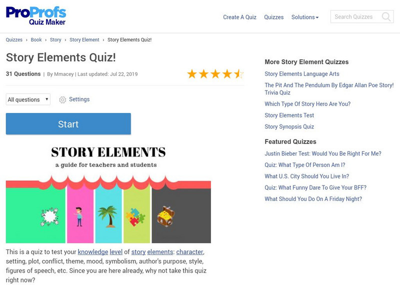 Pro Profs Quiz Maker: Short Story Elements Quiz Unknown Type Pro Profs Quiz Maker: Short Story Elements Quiz Unknown Type