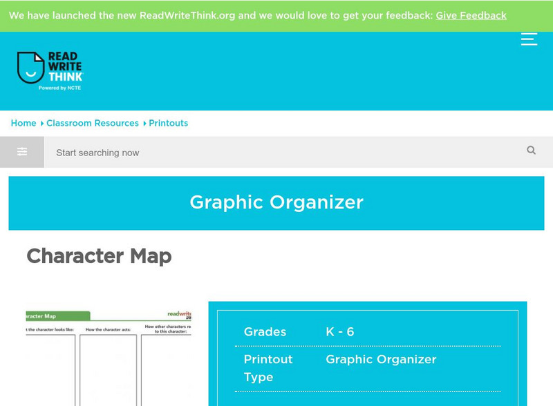 Read Write Think: Character Map Graphic