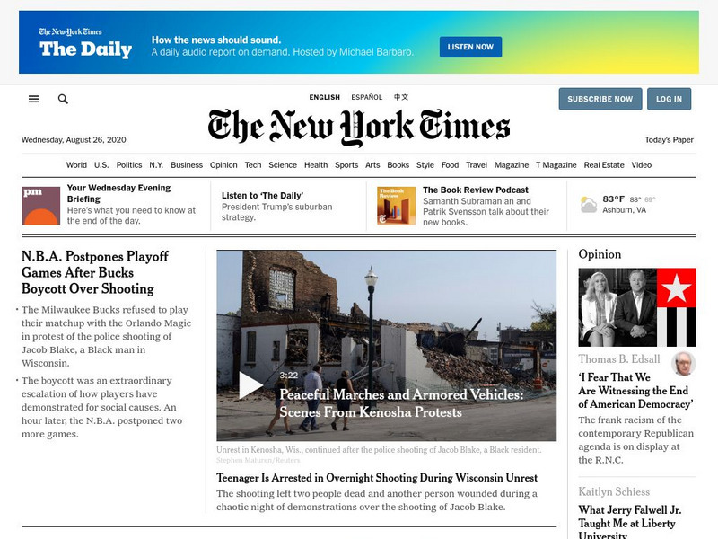 New York Times: Homepage Website New York Times: Homepage Website