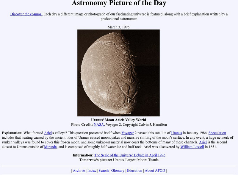 Nasa: Astronomy Picture of the Day: Uranus's Moon Ariel Graphic Nasa: Astronomy Picture of the Day: Uranus's Moon Ariel Graphic