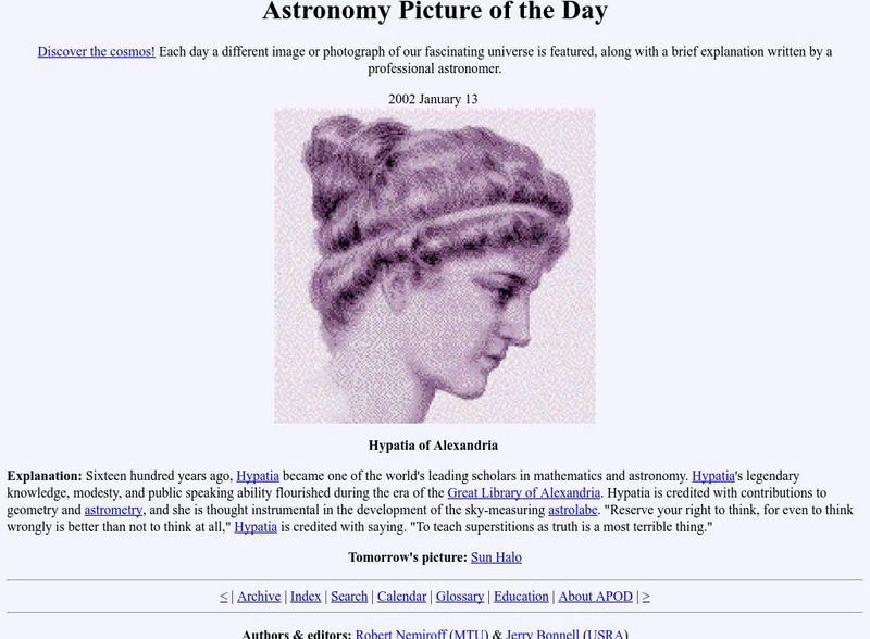 Nasa: Astronomy Picture of the Day: Hypatia Graphic Nasa: Astronomy Picture of the Day: Hypatia Graphic