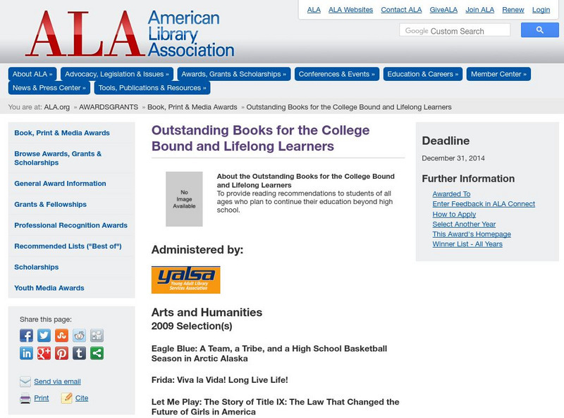 Outstanding Books for College Bound & Lifelong Learners Website Outstanding Books for College Bound & Lifelong Learners Website
