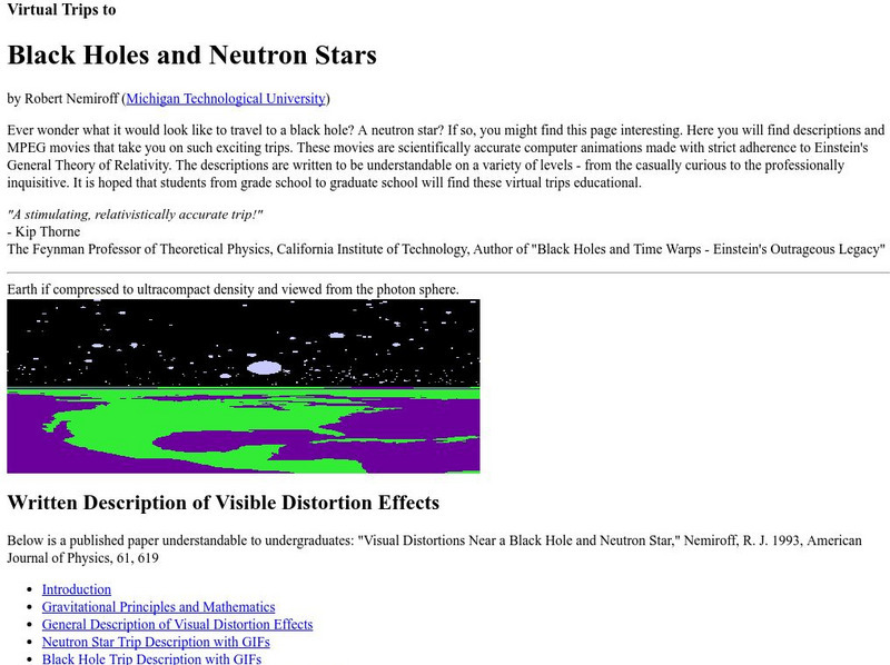 Nasa: Astronomy Picture of the Day: Virtual Trips to Black Holes. Neutron Stars Website Nasa: Astronomy Picture of the Day: Virtual Trips to Black Holes. Neutron Stars Website