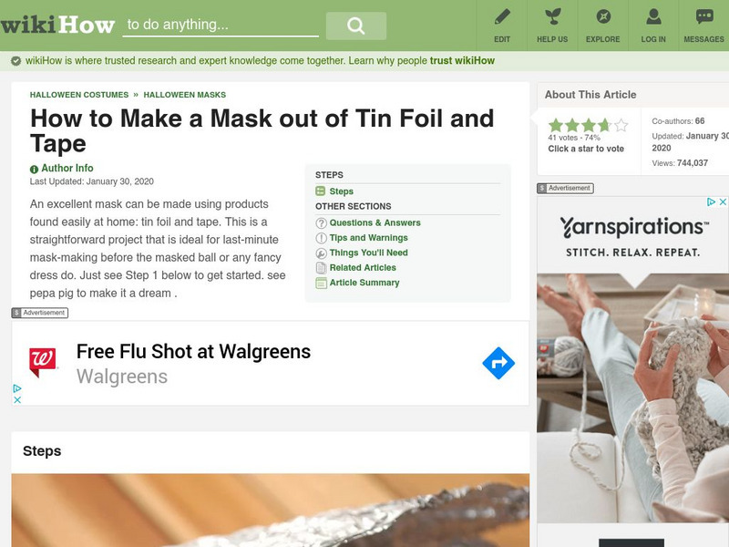 Wiki How: How to Make a Mask Out of Tin Foil and Tape Article