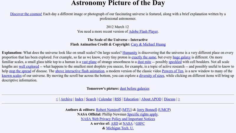 Nasa: Astronomy Picture of the Day: Scale of the Universe 2 Interactive Nasa: Astronomy Picture of the Day: Scale of the Universe 2 Interactive