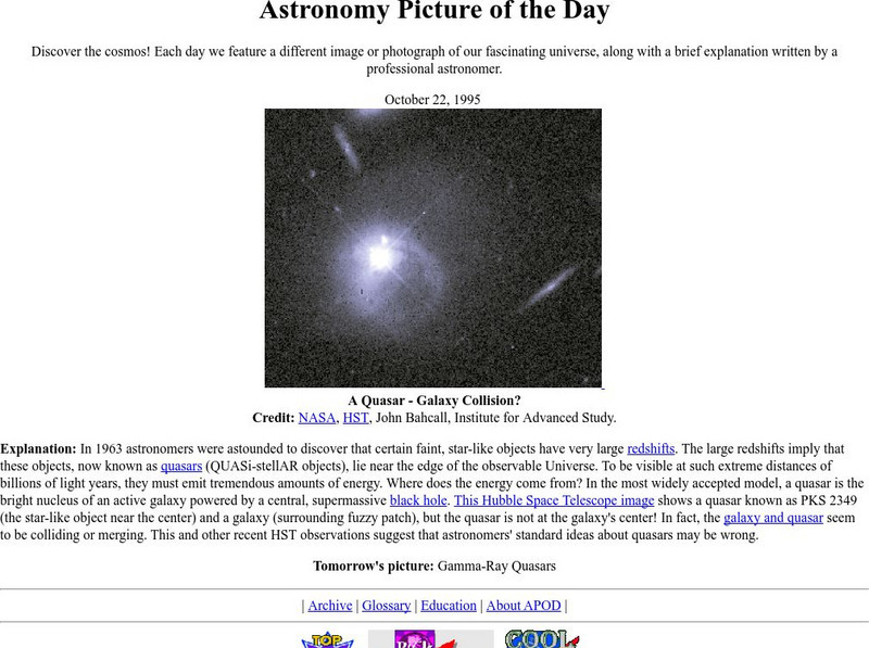 Astronomy Picture of the Day: Quasar Galaxy Collision Graphic Astronomy Picture of the Day: Quasar Galaxy Collision Graphic