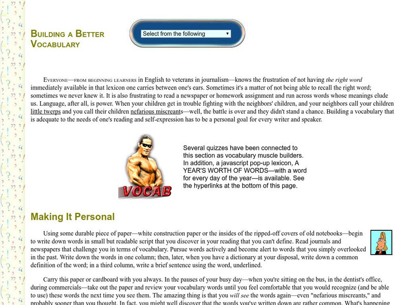 Guide to Grammar and Writing: Building a Better Vocabulary Handout Guide to Grammar and Writing: Building a Better Vocabulary Handout