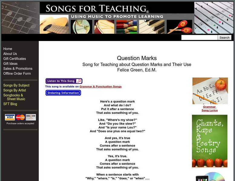 Felice Green, S. Ruth Harris, Llc: Songs for Teaching: Question Marks Primary Felice Green, S. Ruth Harris, Llc: Songs for Teaching: Question Marks Primary