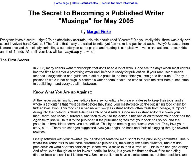 The Secret to Becoming a Published Writer Activity The Secret to Becoming a Published Writer Activity
