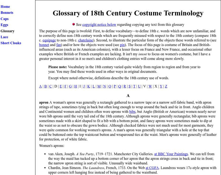 Mit:glossary of 18th Century Costume Terminology Handout