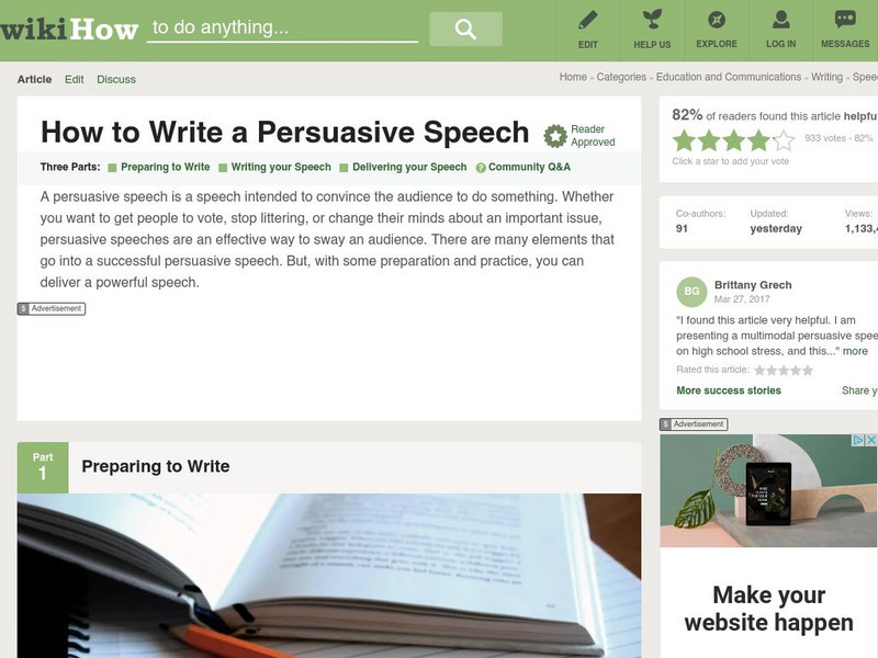 Wiki How: How to Write a Persuasive Speech Handout Wiki How: How to Write a Persuasive Speech Handout