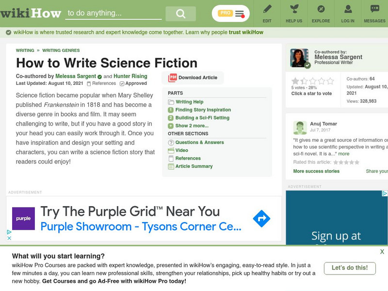 Wiki How: How to Write Science Fiction Website