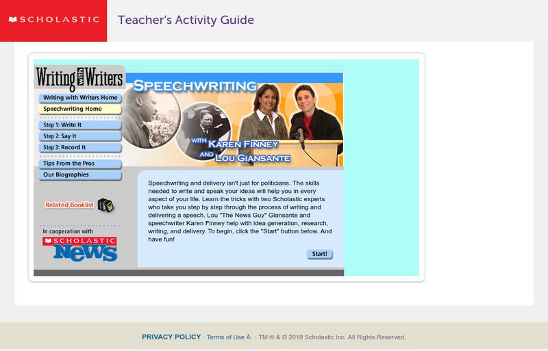 Scholastic: Writing With Writers: Speech Writing Unit Plan Scholastic: Writing With Writers: Speech Writing Unit Plan