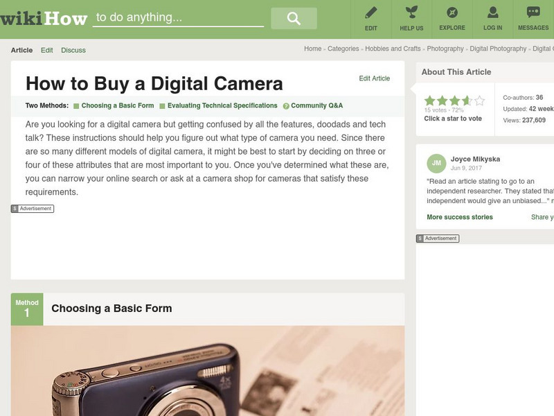 Wiki How: How to Buy a Digital Camera Article Wiki How: How to Buy a Digital Camera Article